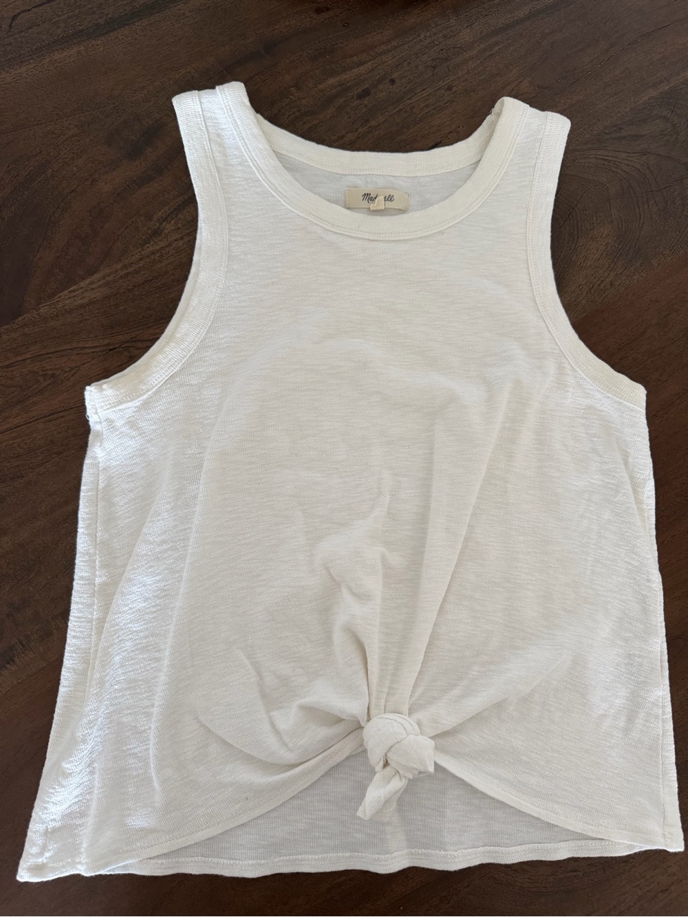 Madewell White Knot-Front Tank